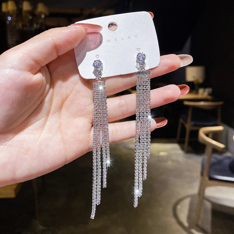 Zircon Butterfly Tassel Earrings