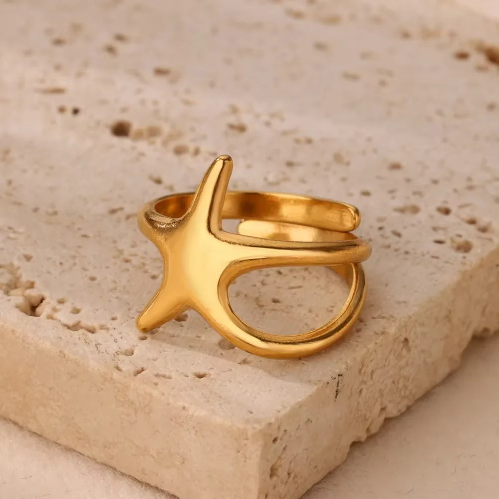 Elegant Stainless Steel Big Bloom Flower Rings