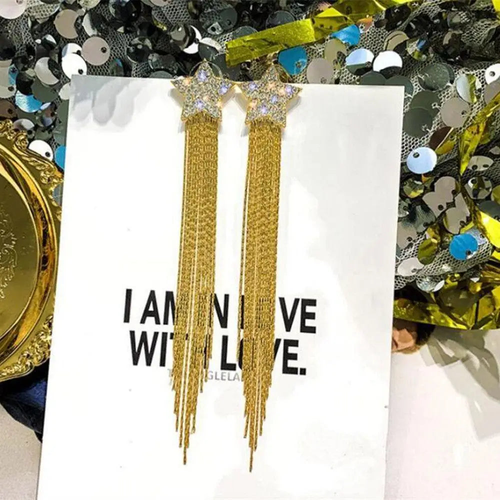 Zircon Butterfly Tassel Earrings