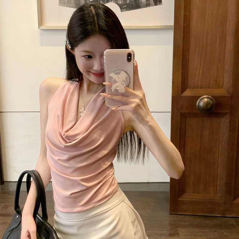 Pure Swing Collar Halter Sleeveless Slim Tank Top