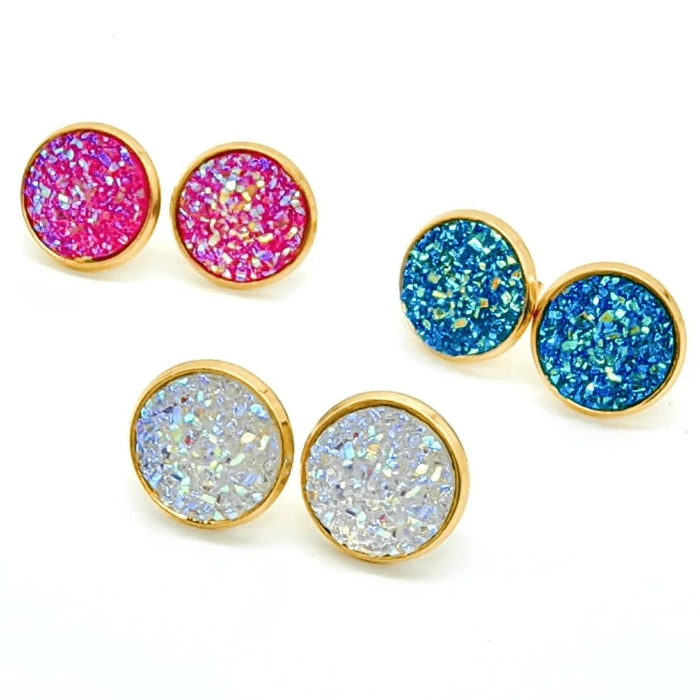 Gold Plated Artificial Druze Earrings