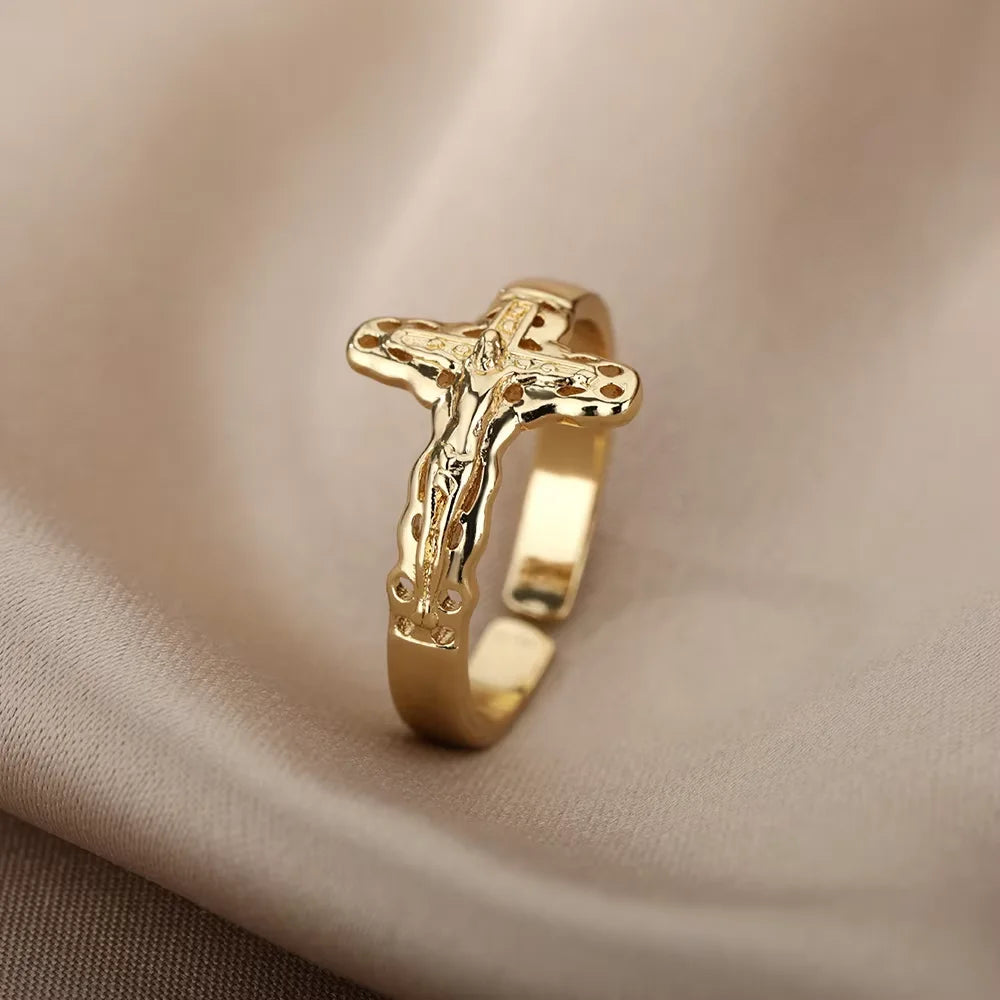 Elegant Stainless Steel Big Bloom Flower Rings