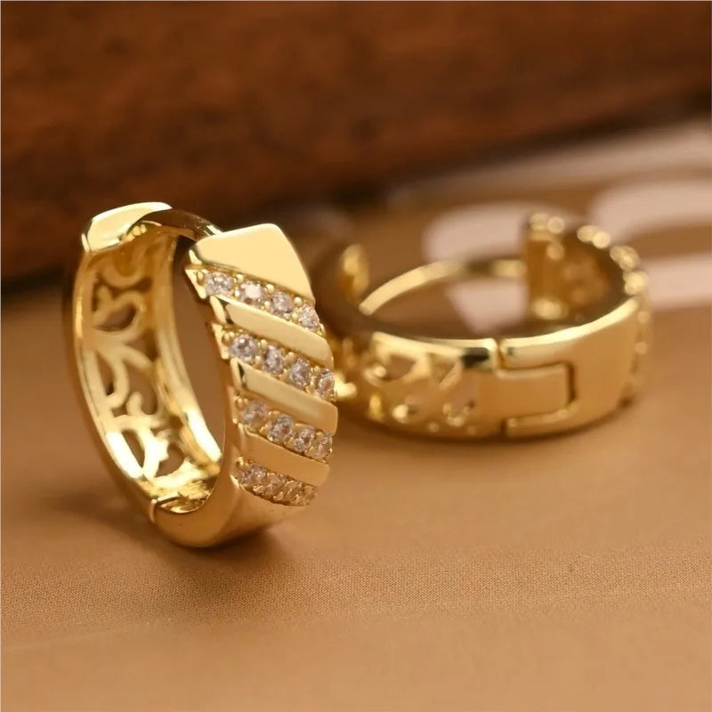 Gold-plated Zircon Hoop Earrings
