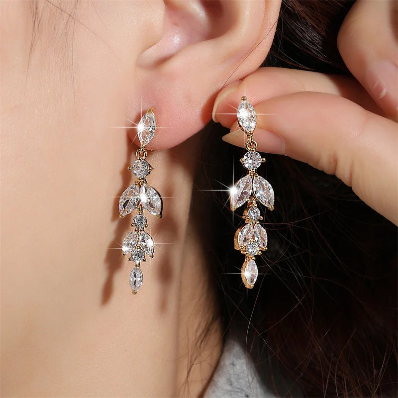 Leaf Zircon Earrings