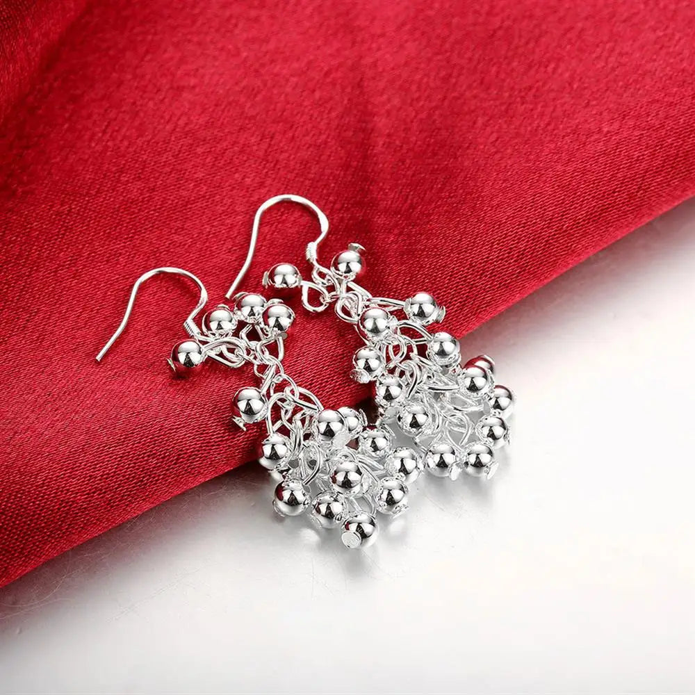 Silver color Creative Grape Beads Drop Earrings