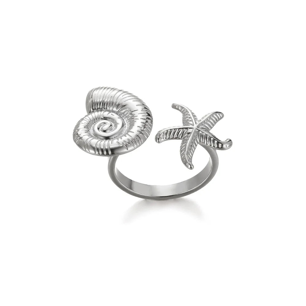 Elegant Stainless Steel Big Bloom Flower Rings