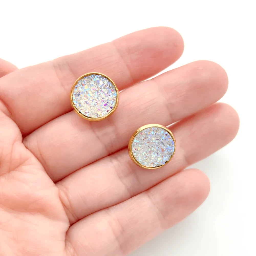 Gold Plated Artificial Druze Earrings