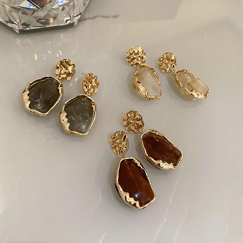 Zircon Square Stone Earrings