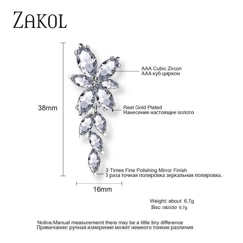 Leaf Zircon Earrings