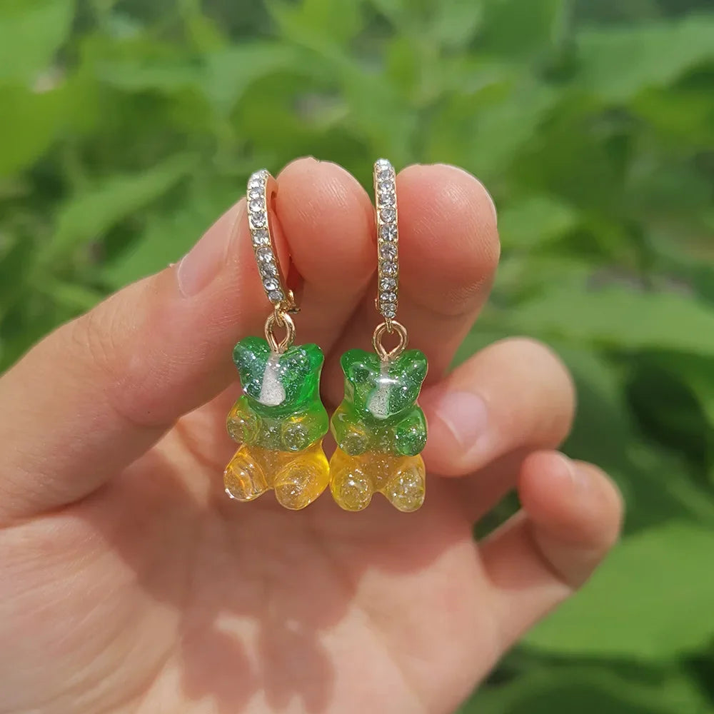 Cute Acrylic Candy Gummy Bear Dangle Earrings