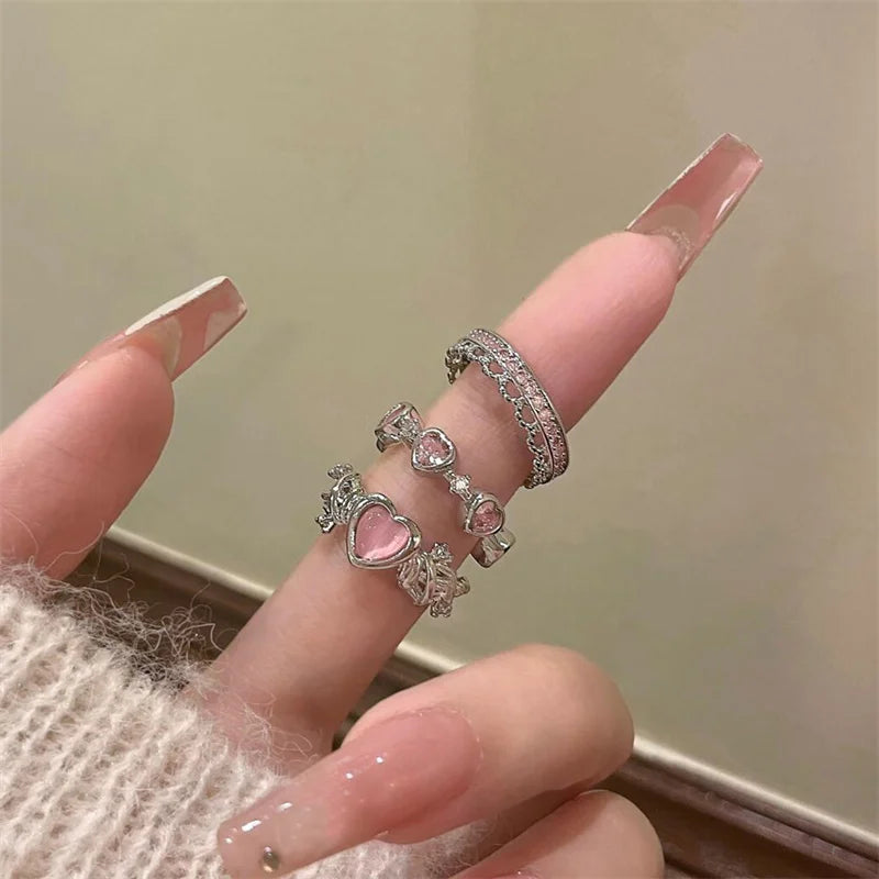 Love Heart Zircon Open Rings