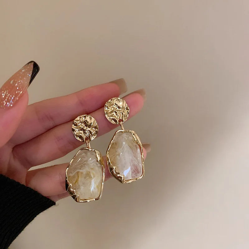 Zircon Square Stone Earrings