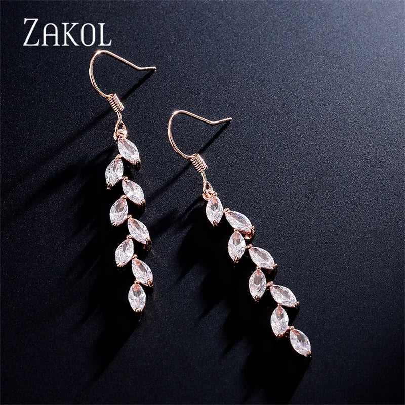 Leaf Zircon Earrings