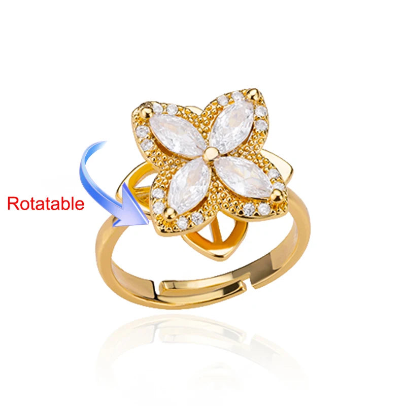 Four Clover Rotating Anxiety Rings