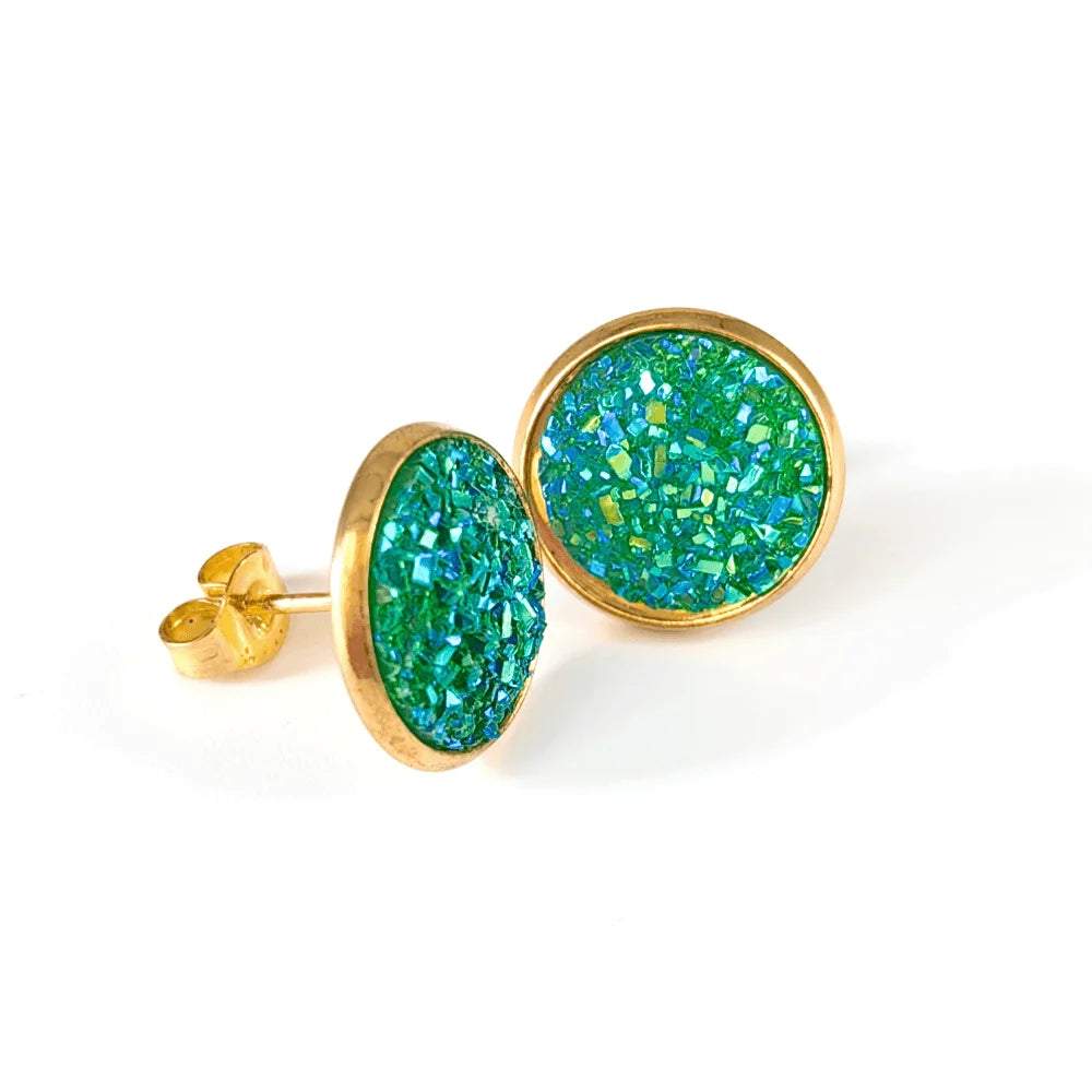 Gold Plated Artificial Druze Earrings