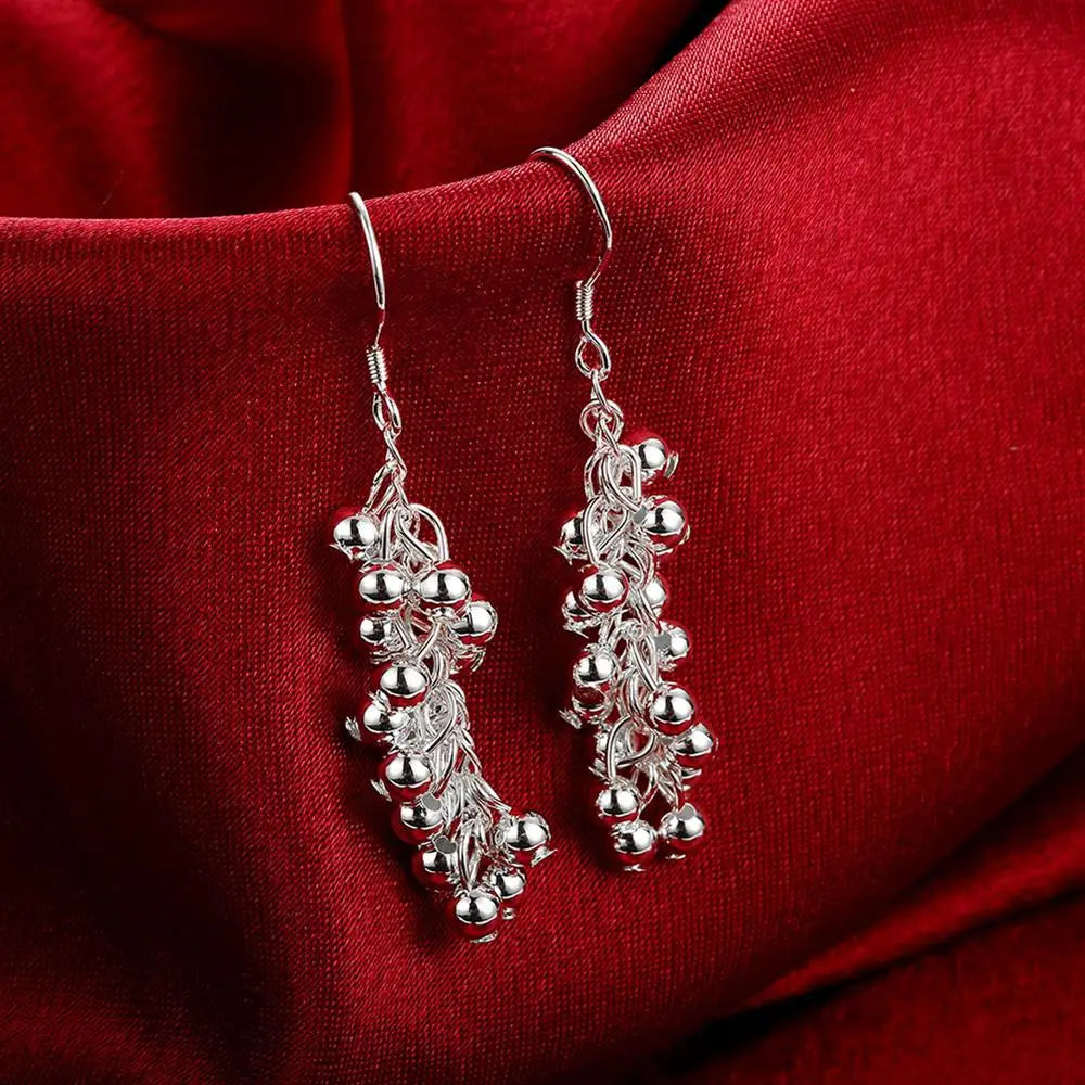 Silver color Creative Grape Beads Drop Earrings