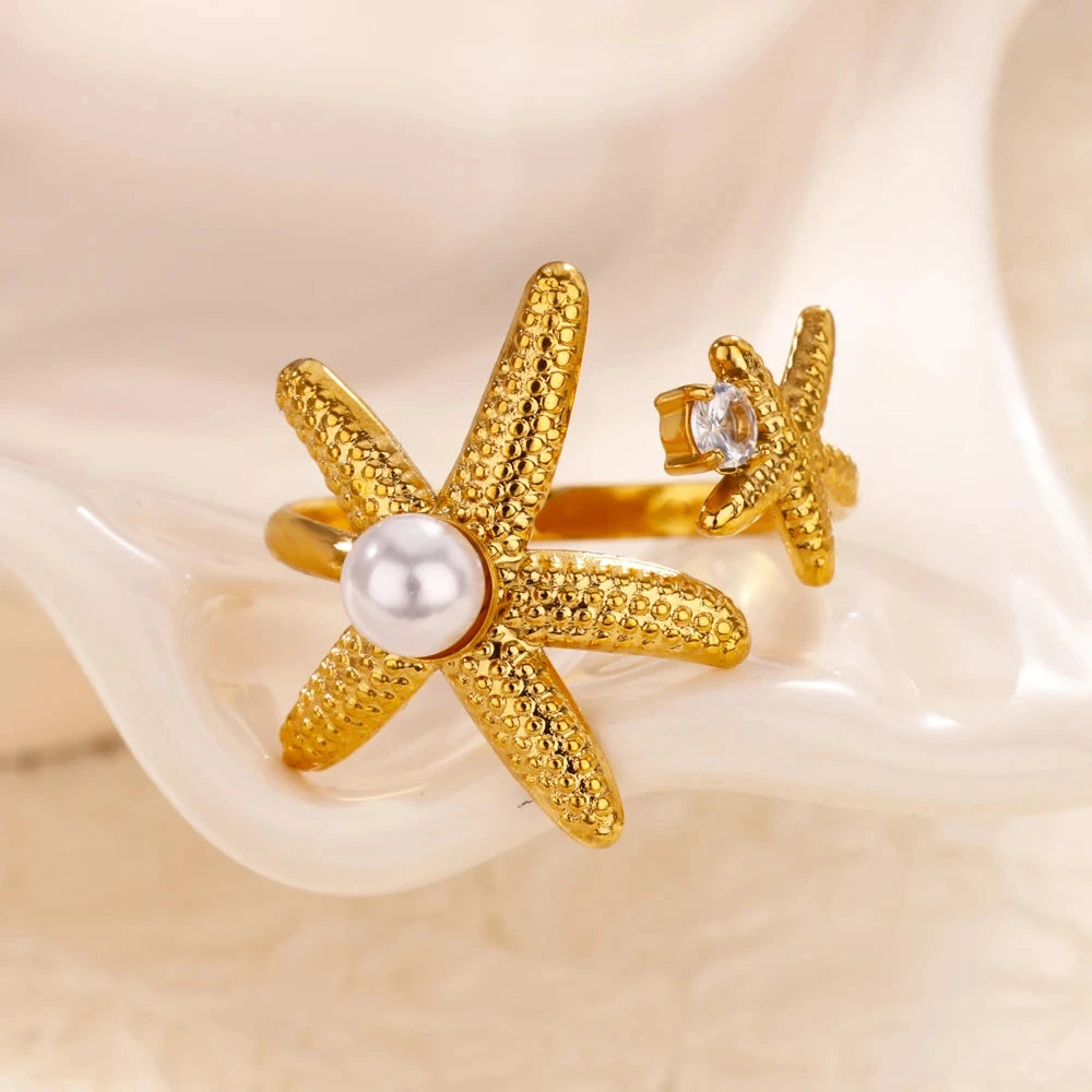 Starfish Shell Open Rings