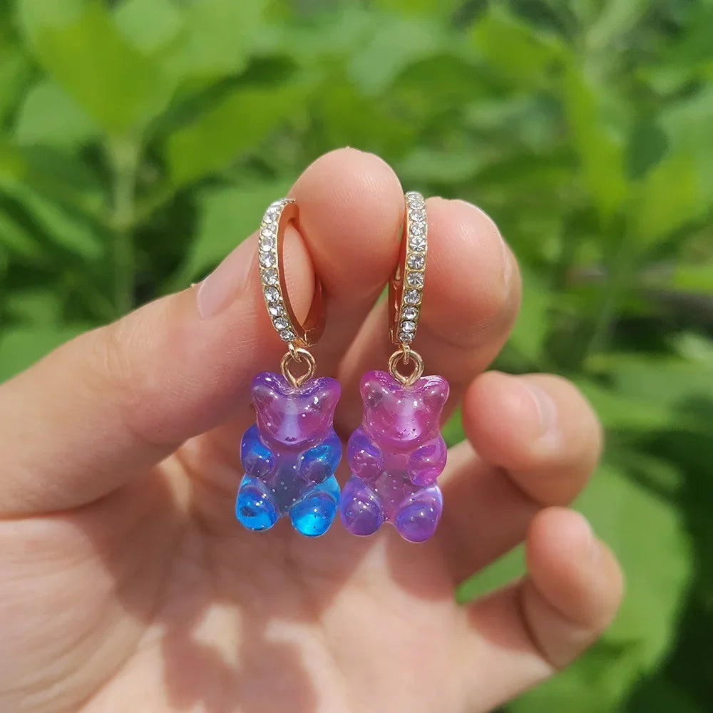 Cute Acrylic Candy Gummy Bear Dangle Earrings