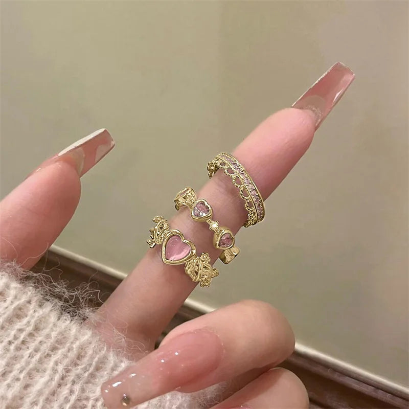 Love Heart Zircon Open Rings