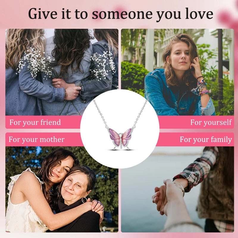 Zircon Heart Butterfly Simple Necklaces