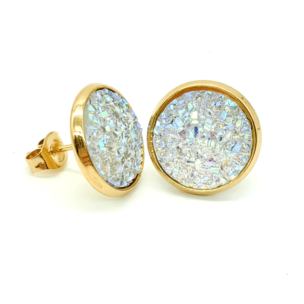 Gold Plated Artificial Druze Earrings