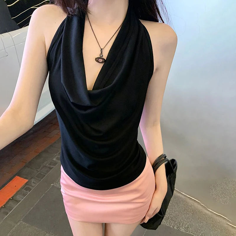 Pure Swing Collar Halter Sleeveless Slim Tank Top