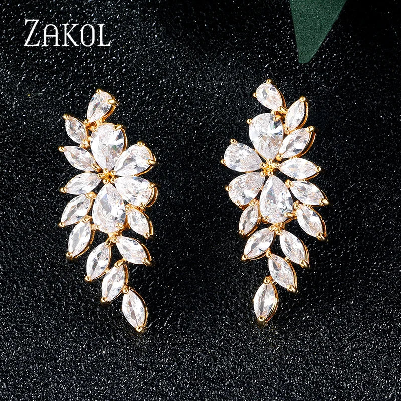Leaf Zircon Earrings