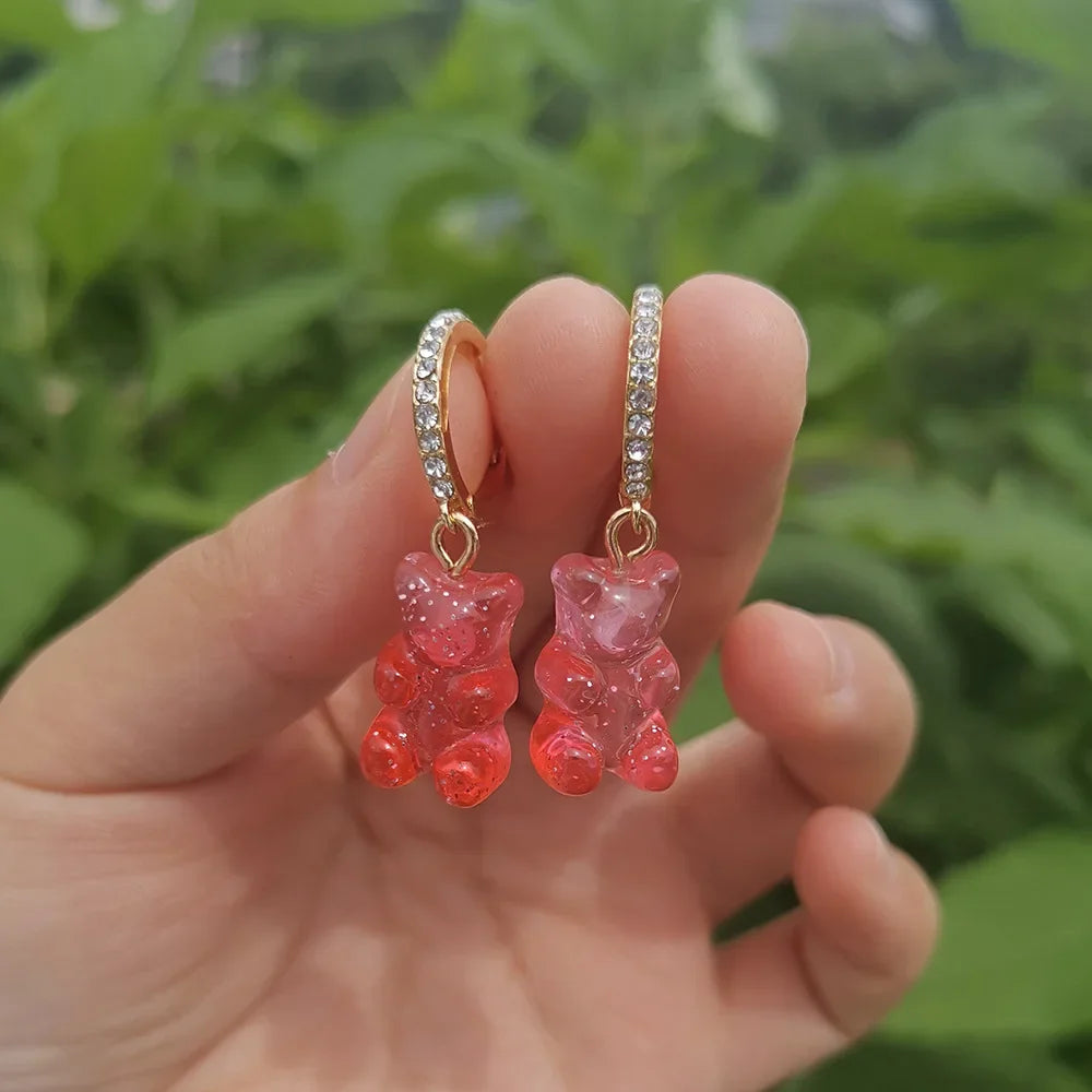 Cute Acrylic Candy Gummy Bear Dangle Earrings