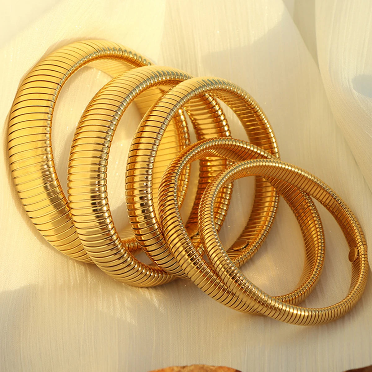 Elastic Texture Flex Snake Chain Cuff Bracelet