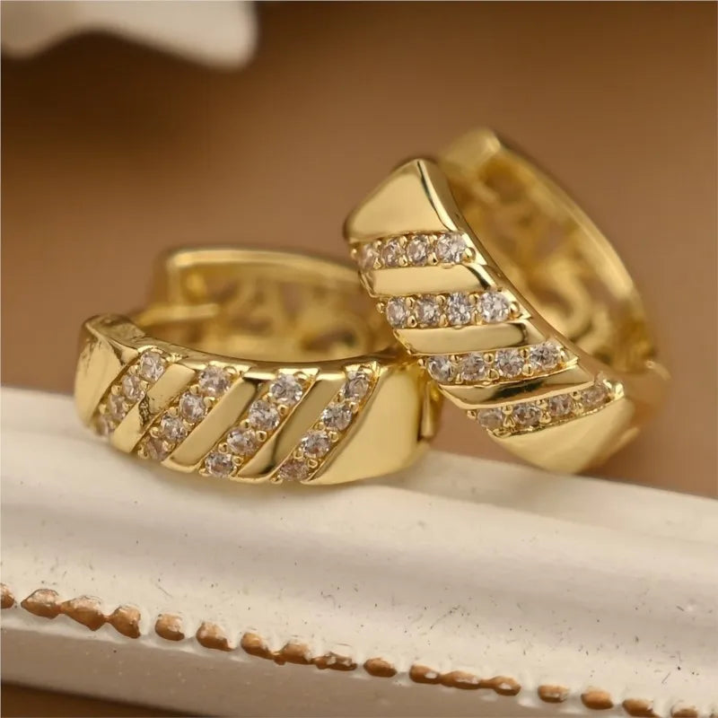 Gold-plated Zircon Hoop Earrings
