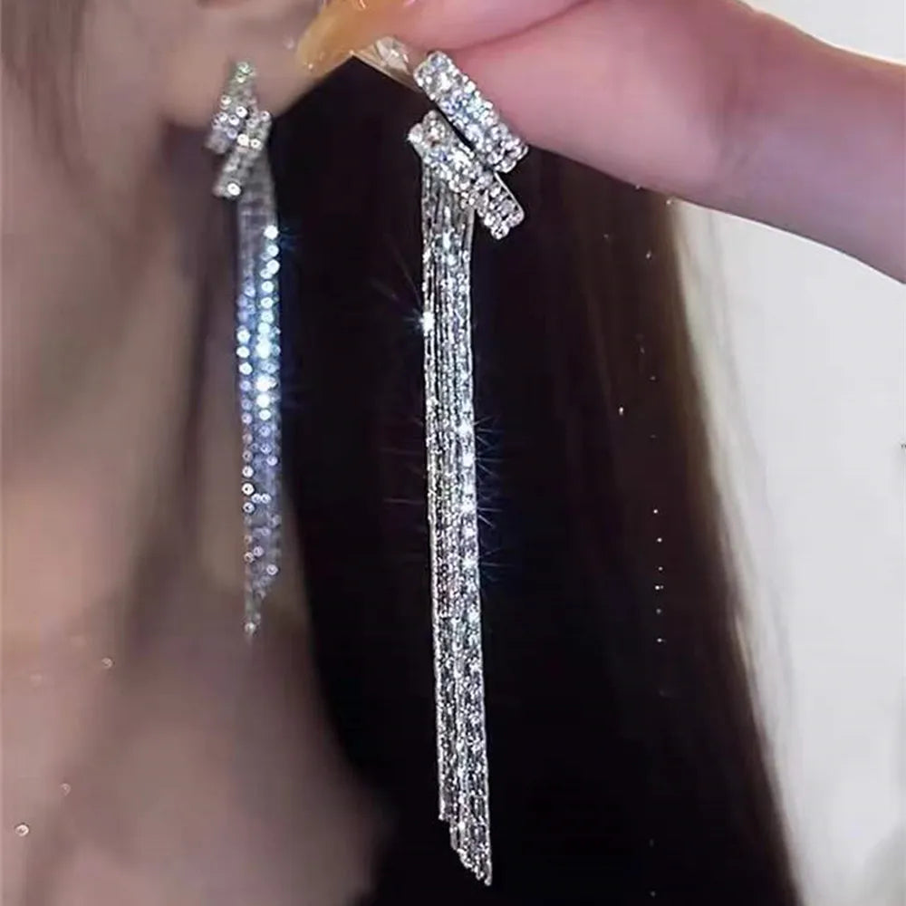 Zircon Butterfly Tassel Earrings