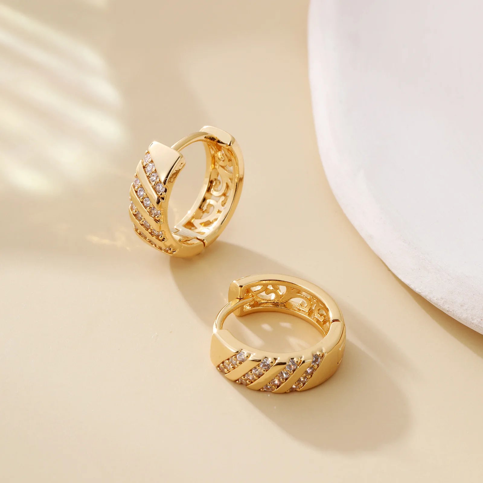 Gold-plated Zircon Hoop Earrings