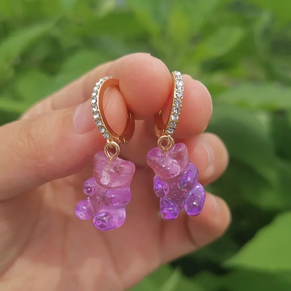 Cute Acrylic Candy Gummy Bear Dangle Earrings