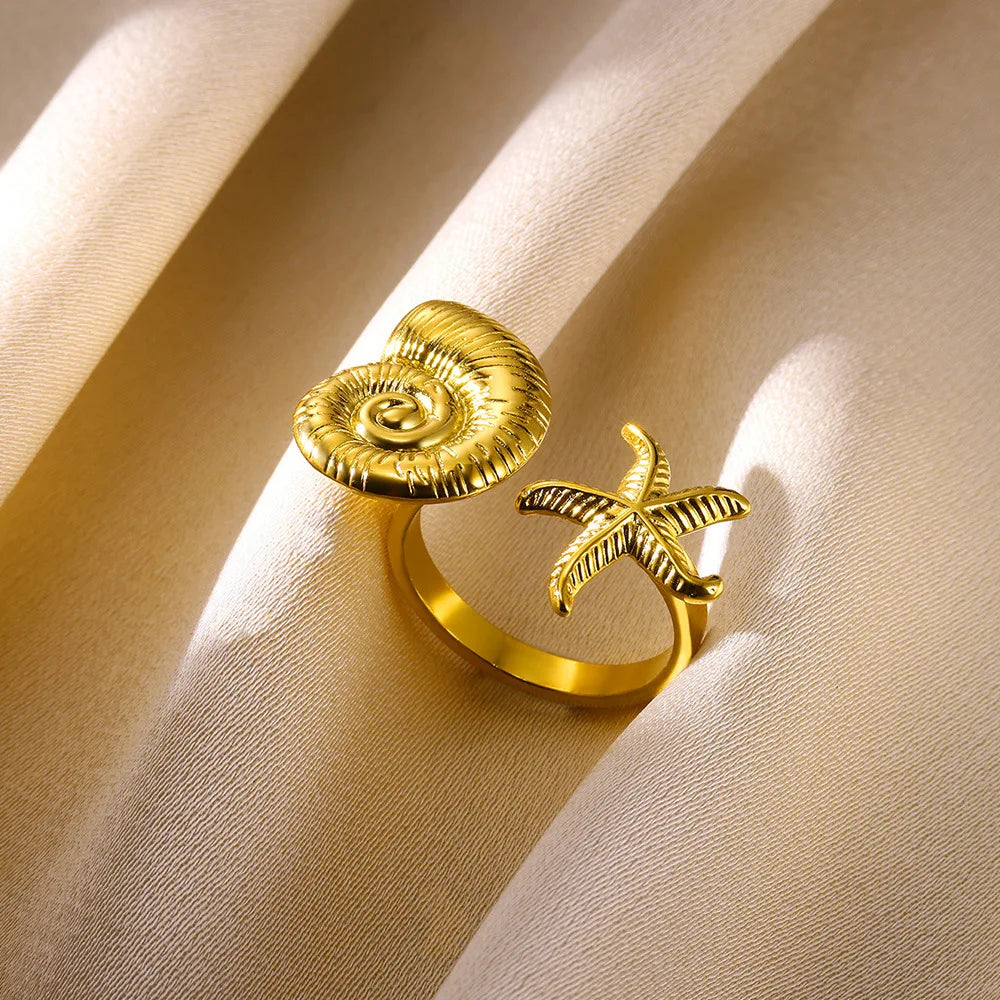 Starfish Shell Open Rings