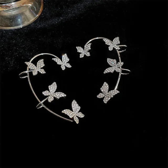 Silver Plated Metal Butterfly Ear Clips