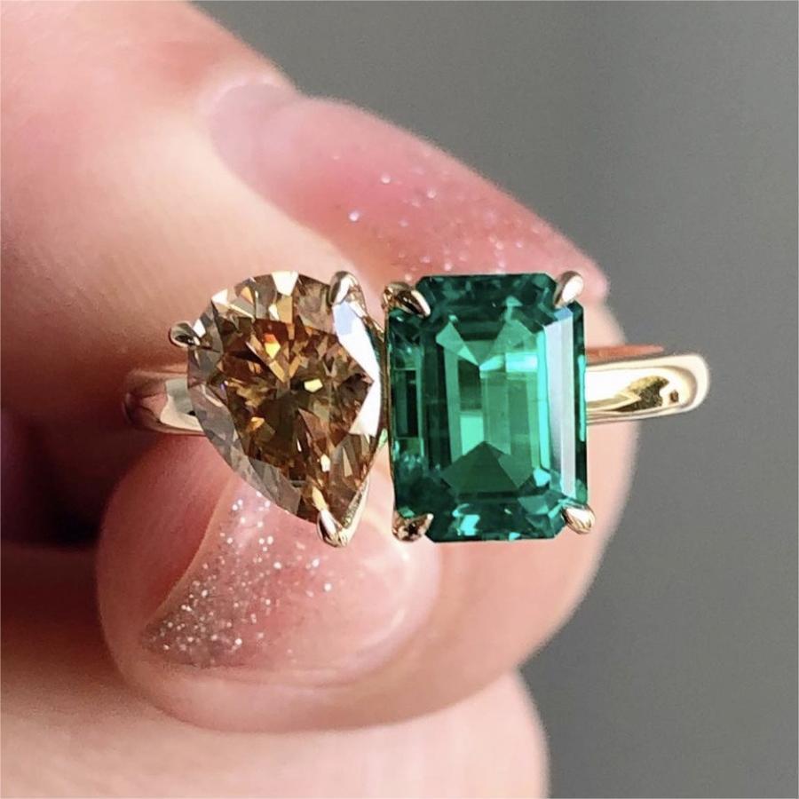 Double Zircon Square Stone Ring