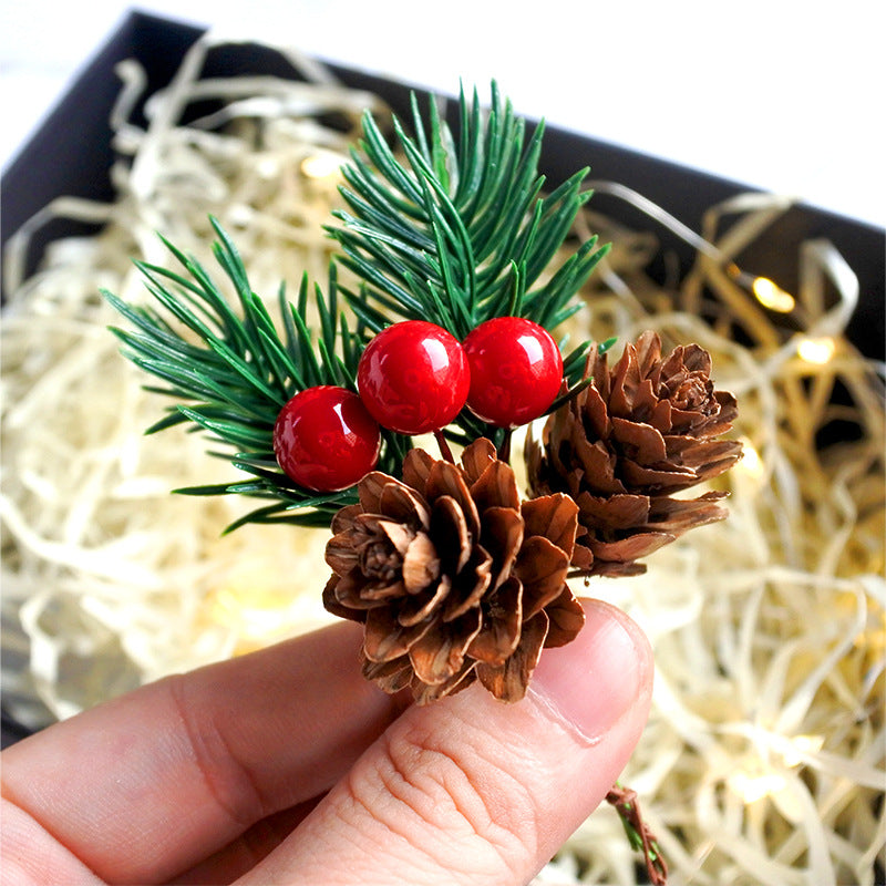 Christmas Decorations Pine Branches Pine Needle Red Pine Cone Pendant