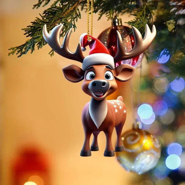 Christmas Tree Cute Deer Christmas Hat Deer Pendant Decorations
