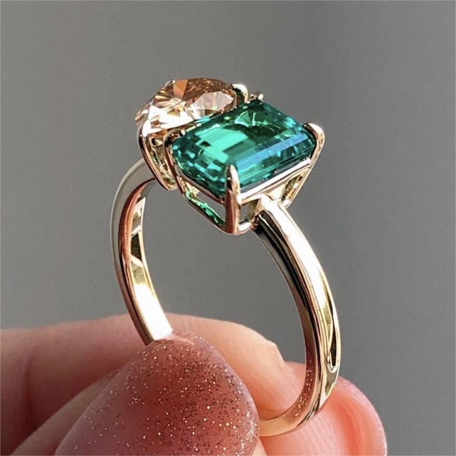 Double Zircon Square Stone Ring
