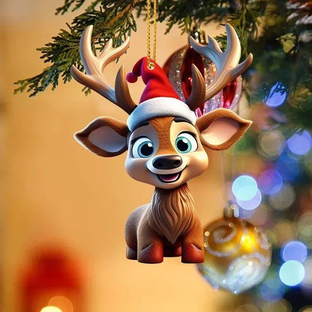 Christmas Tree Cute Deer Christmas Hat Deer Pendant Decorations